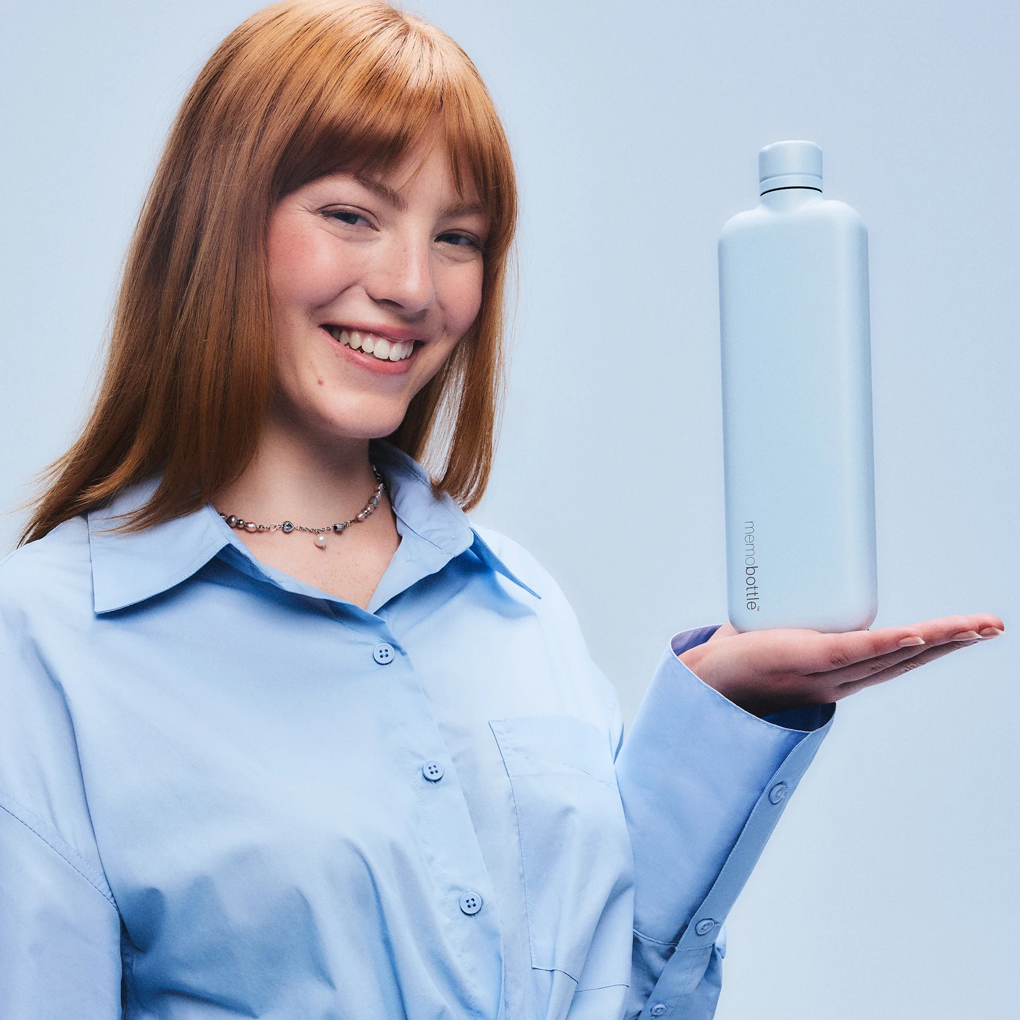 Slim memobottle (Stainless Steel) – Powder Blue - Image 3