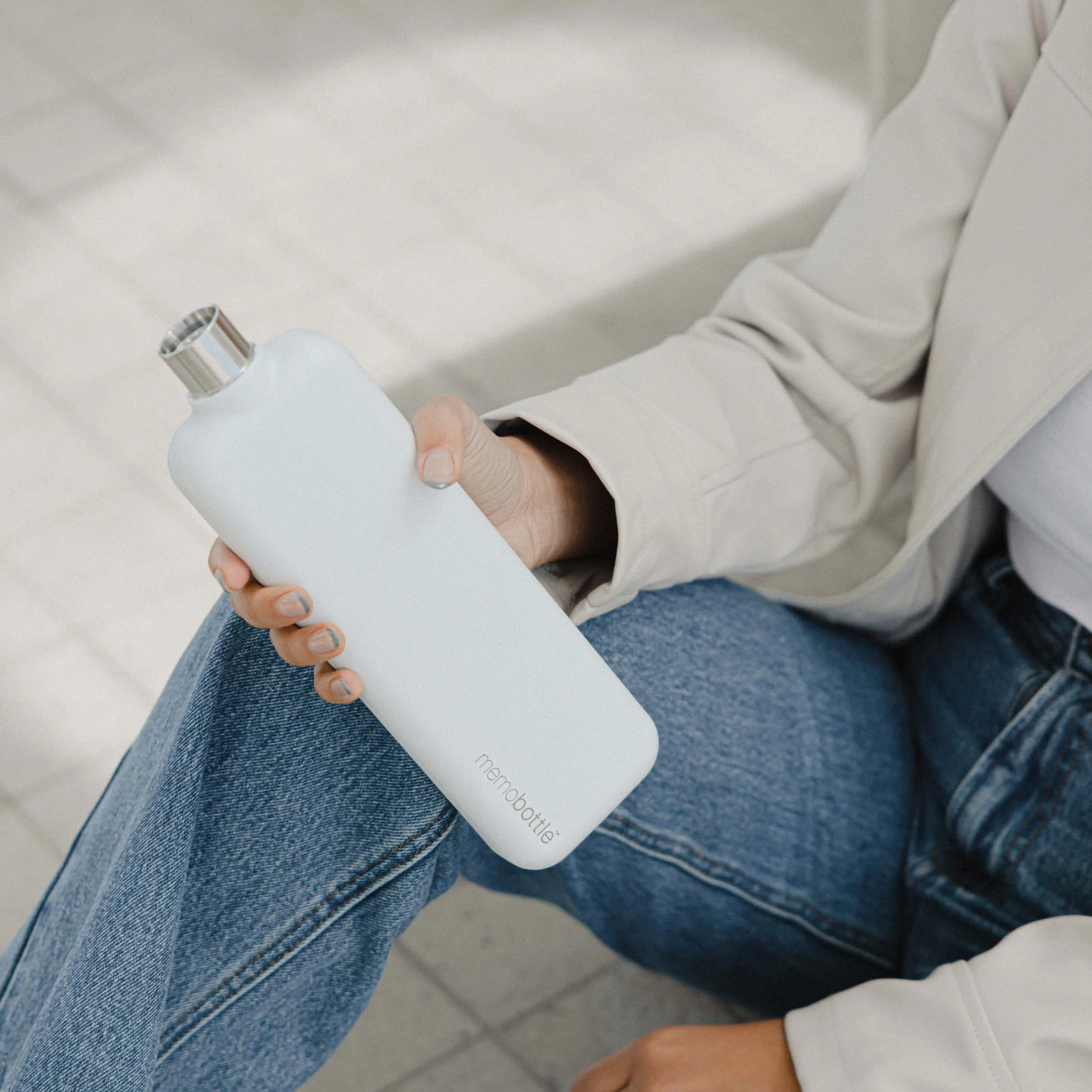 Slim memobottle (Stainless Steel) – White - Image 3